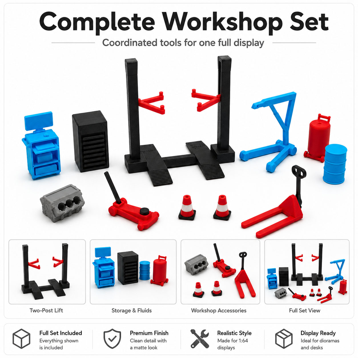 1:64 차고 작업장 미니어처 액세서리 세트, 자동차  - Workshop Tools Toy 리뷰 및 가격
