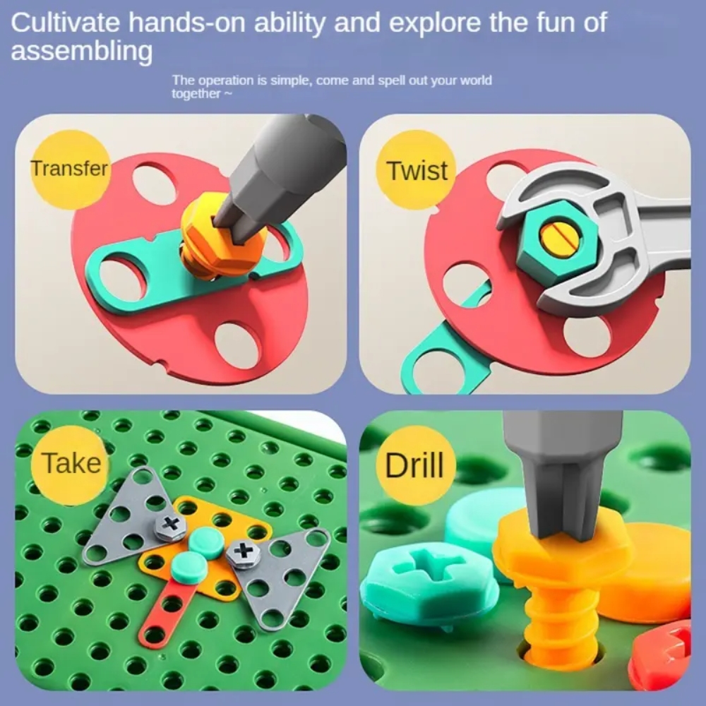 450피스 어린이 STEM 드릴 세트 창의 모자이크 퍼 - Workshop Tools Toy 리뷰 및 가격