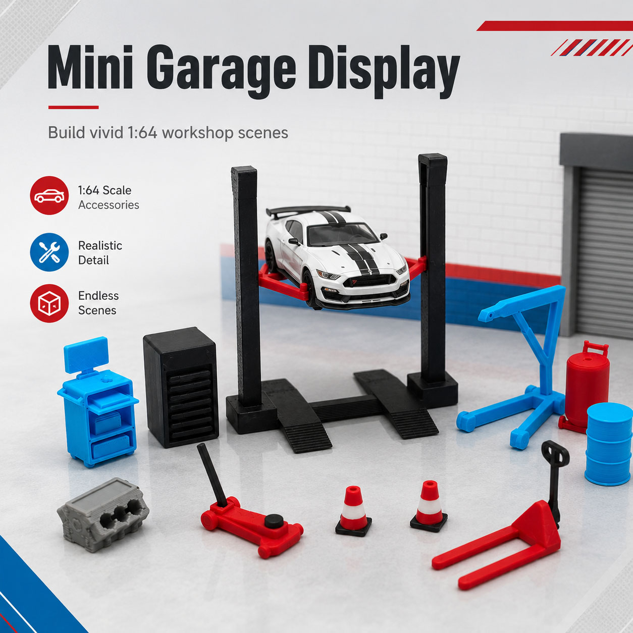 1:64 차고 작업장 미니어처 액세서리 세트, 자동차  - Workshop Tools Toy 리뷰 및 가격